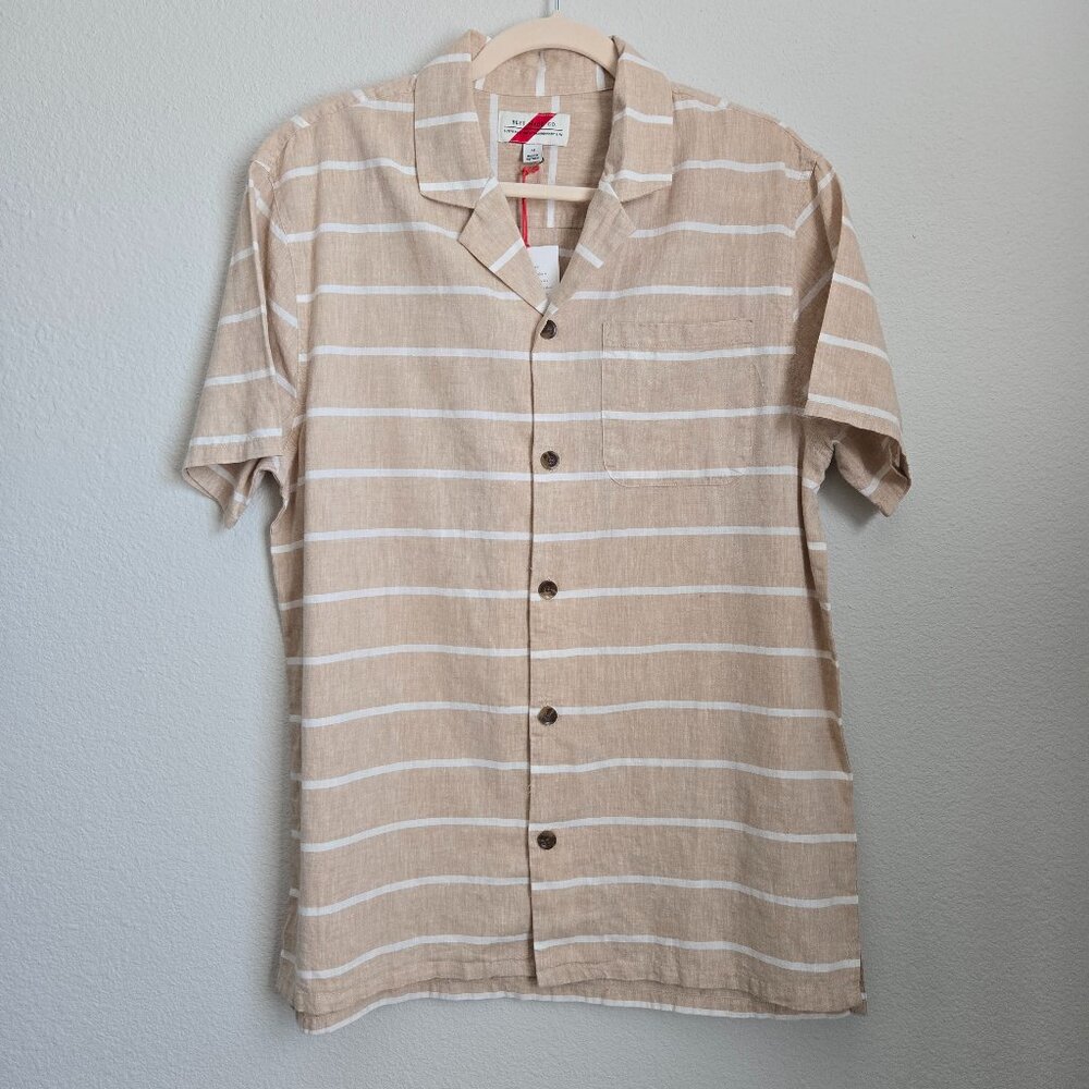 Best Made Co SS Linen Camp Shirt Striped Linen Cotton Blend Button Up Size M
